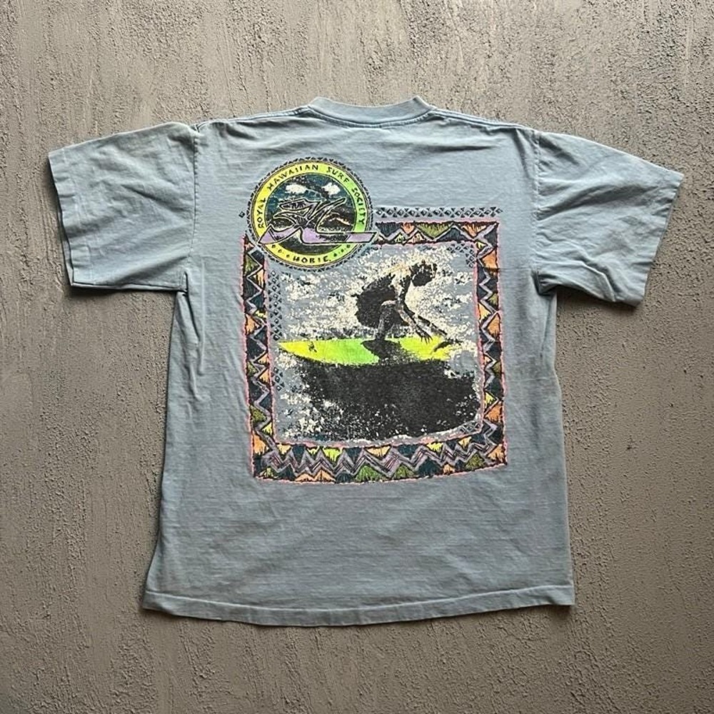 Vintage Hobie Surf Shirt Mens Large Blue 1990s Beach Ocean